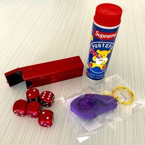 Supreme Aluminum Dice Set, Bubbles, & Ear Keychain
